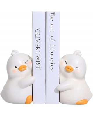 Cute Hug Ducks Decorative Bookends, Unique Book Ends to Hold Books Creative Resin Book Holder Stopper for Home Office Desk Bookshelf Decoration