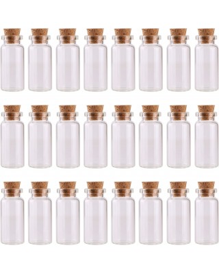 24PCS 10ml Glass Bottles Mini Vials with Cork Stoppers for DIY Decoration and Wedding Party Favors