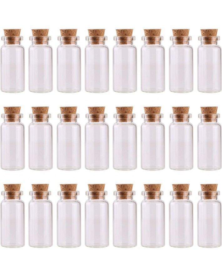 24PCS 10ml Glass Bottles Mini Vials with Cork Stoppers for DIY Decoration and Wedding Party Favors