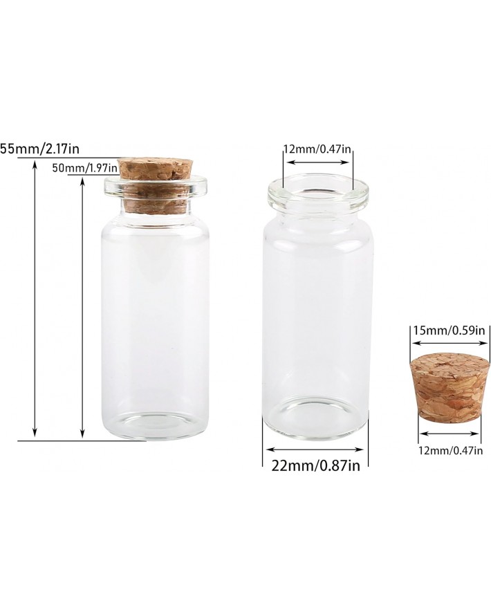 24PCS 10ml Glass Bottles Mini Vials with Cork Stoppers for DIY Decoration and Wedding Party Favors