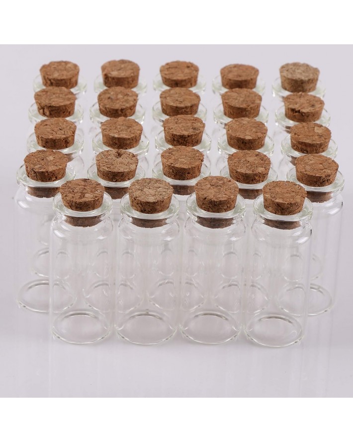 24PCS 10ml Glass Bottles Mini Vials with Cork Stoppers for DIY Decoration and Wedding Party Favors