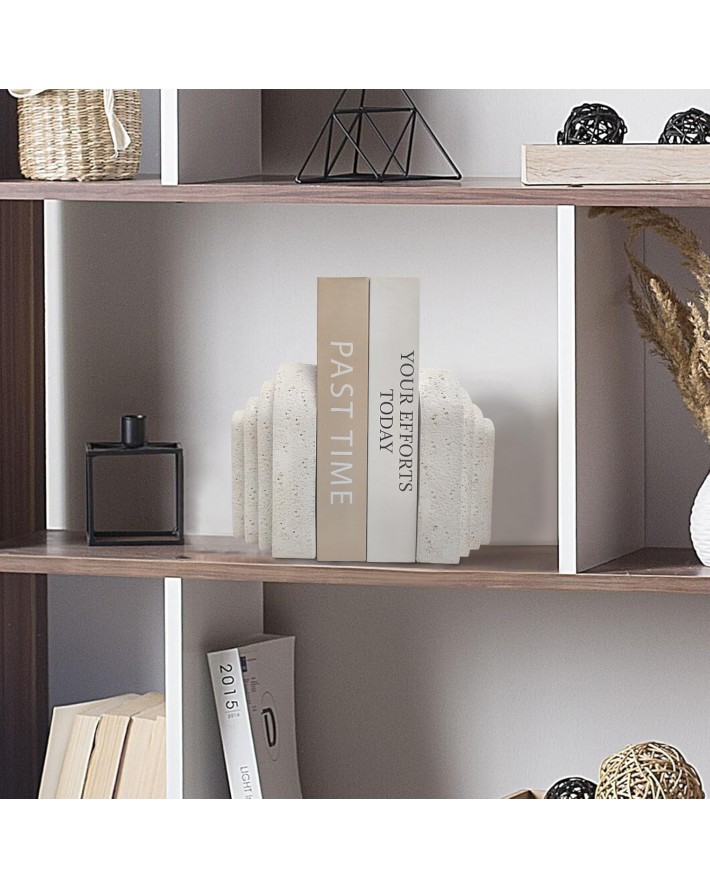 Heavy Duty Book Ends for Shelves, Decorative Book Stopper for Shelves, Resin Decor Bookends for Heavy Books, Modern Home Decor Aesthetic Bookend Aesthetically Pleasing Layered Arch Design, Set of 2