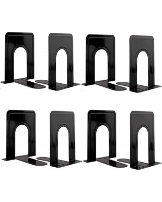 Metal Book Ends for Shelves, Book Shelf Holder Home Decorative, Book Ends for Heavy Books/Movies/CDs, 4 Pair/ 8 Piece