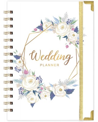 Wedding Planner - Wedding Planner Book and Organizer for The Bride with 5 Tabbed Sections, Hardcover with Metal Corner + 5 Inner Pocket + Sticker + Notes Pages