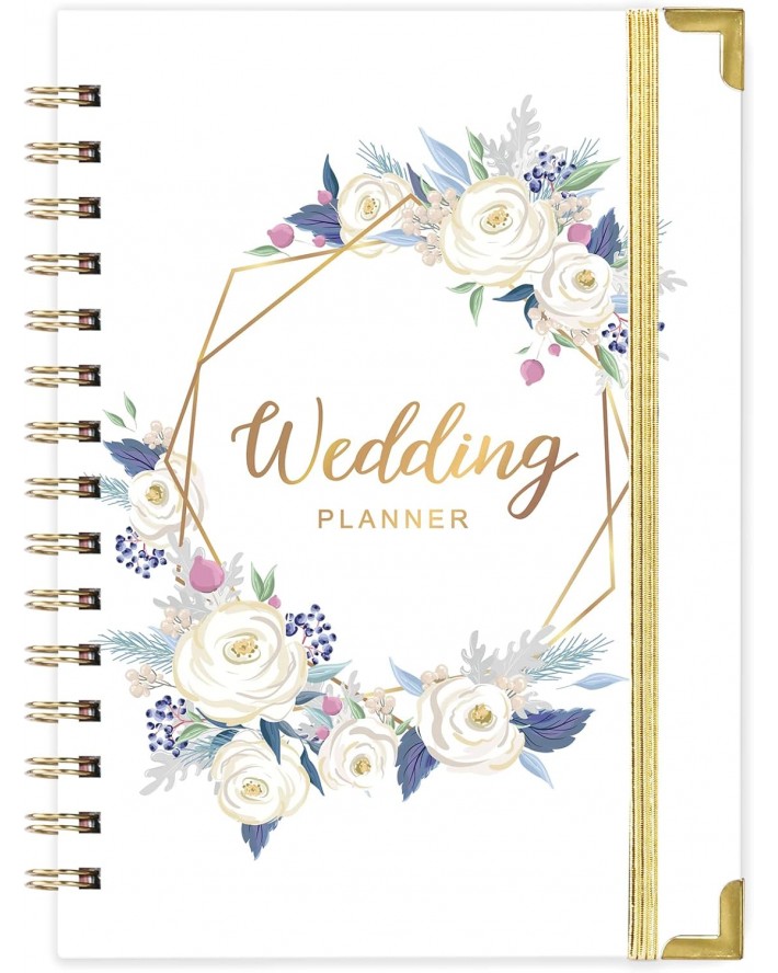 Wedding Planner - Wedding Planner Book and Organizer for The Bride with 5 Tabbed Sections, Hardcover with Metal Corner + 5 Inner Pocket + Sticker + Notes Pages