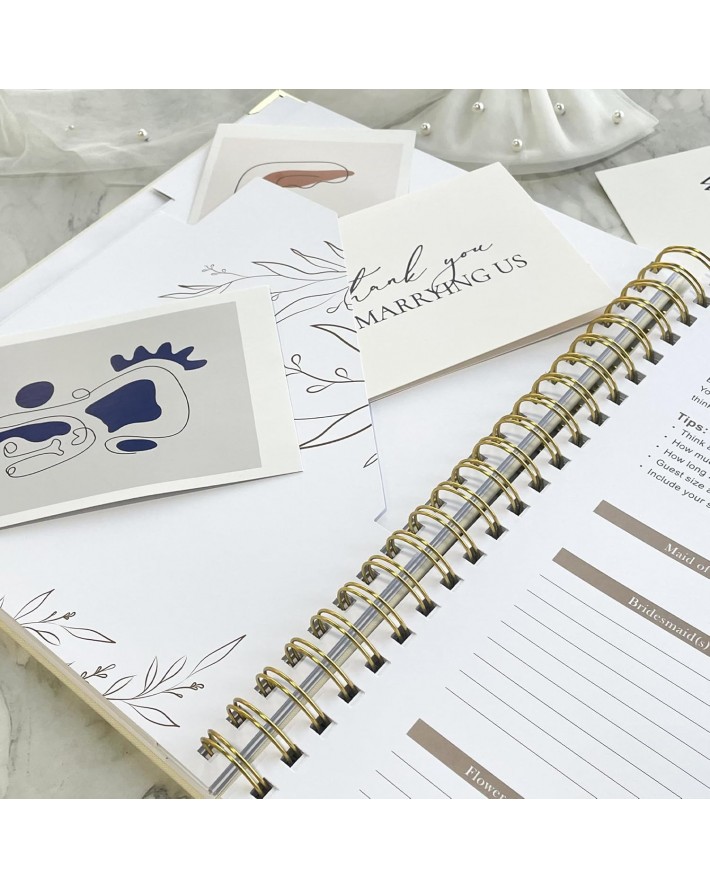 Wedding Planner Book and Organizer for Bride - Elegant Linen Cover Wedding Planning Binder with Checklists,Pockets & Calendars,Perfect Engagement Gifts for Couples