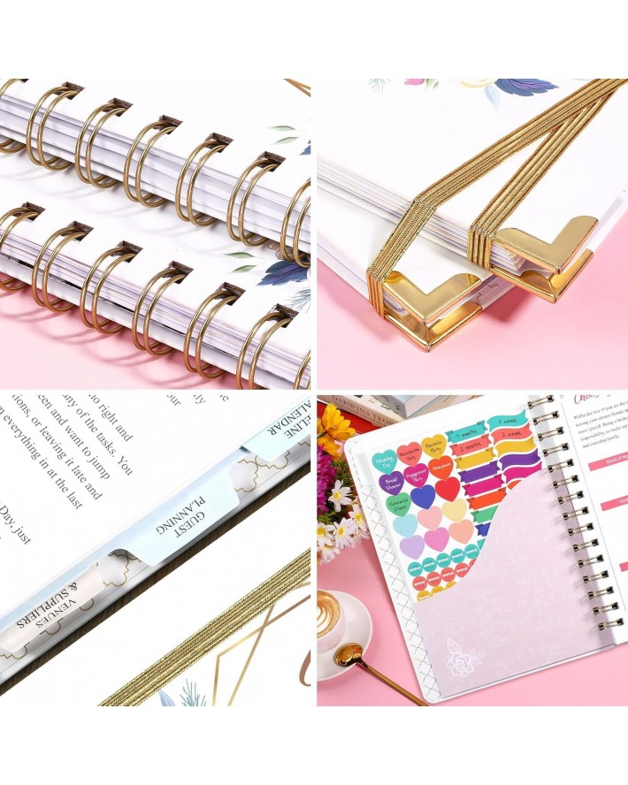Wedding Planner - Wedding Planner Book and Organizer for The Bride with 5 Tabbed Sections, Hardcover with Metal Corner + 5 Inner Pocket + Sticker + Notes Pages