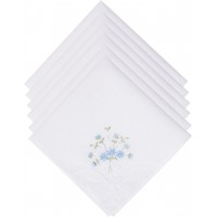 Selected Hanky Women's Cotton Handkerchiefs Flower Embroidered with Lace, Ladies Hankies 6 Pcs