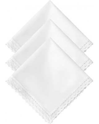 White Lace Handkerchiefs for Women Cotton Ladies Lace Handkerchiefs Wedding Handkerchief Scalloped White Bridal Hankies
