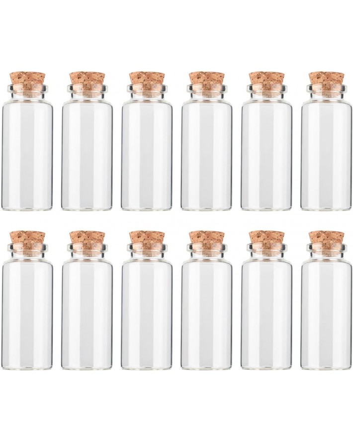 12PCS Mini Glass Bottle with Wood Cork Stoppers,30ml DIY Decoration Glass Jars for Halloween Decorations,Wedding Party Favors