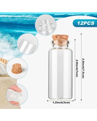 12PCS Mini Glass Bottle with Wood Cork Stoppers,30ml DIY Decoration Glass Jars for Halloween Decorations,Wedding Party Favors