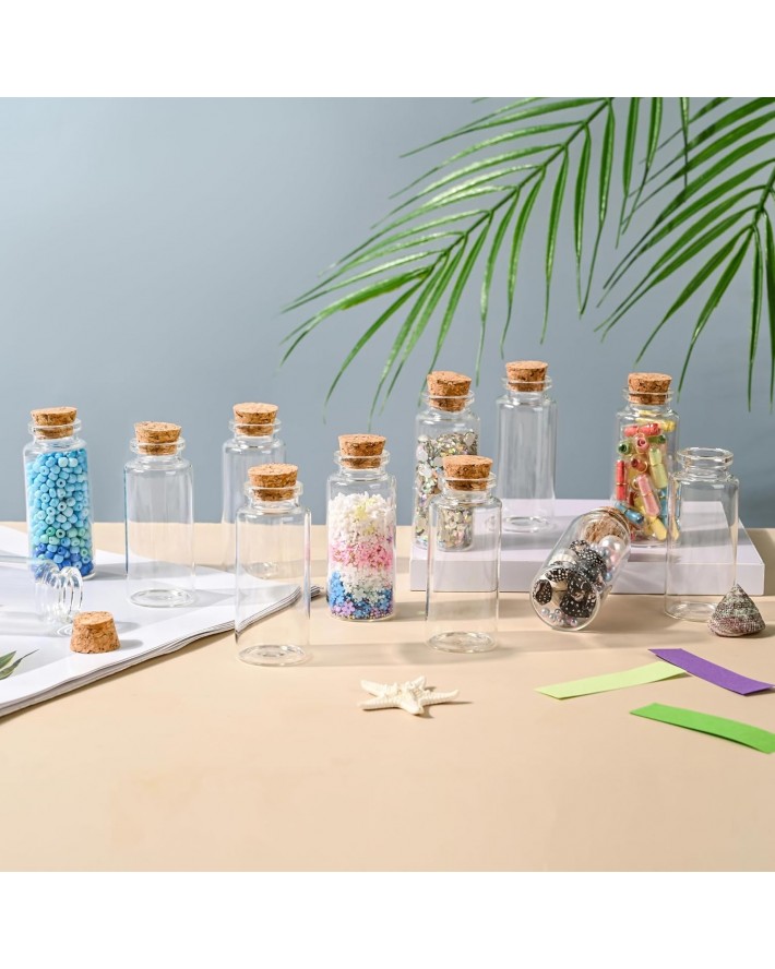 12PCS Mini Glass Bottle with Wood Cork Stoppers,30ml DIY Decoration Glass Jars for Halloween Decorations,Wedding Party Favors