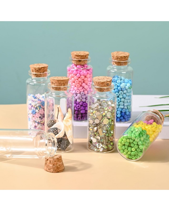 12PCS Mini Glass Bottle with Wood Cork Stoppers,30ml DIY Decoration Glass Jars for Halloween Decorations,Wedding Party Favors