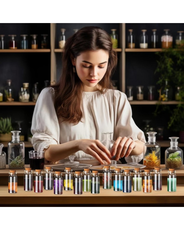 30 PCS Mini Glass Bottles, 10ml Small Glass Bottles, Vials Cork Stoppers, Spell Jars DIY Message Decoration Mini Vials for Party, Art Crafts, DIY Projects, Wedding Favors