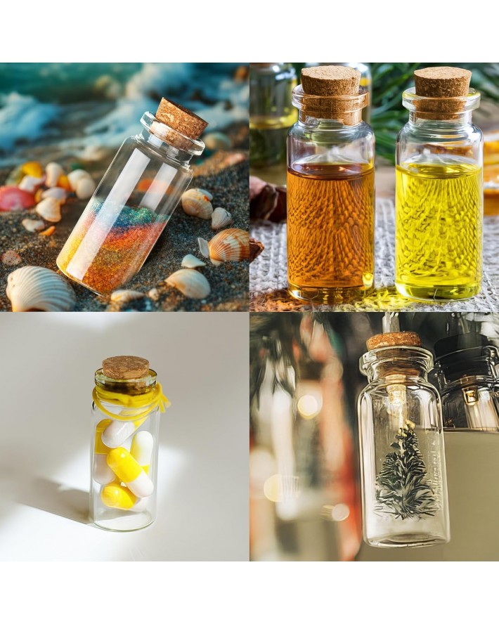 30 PCS Mini Glass Bottles, 10ml Small Glass Bottles, Vials Cork Stoppers, Spell Jars DIY Message Decoration Mini Vials for Party, Art Crafts, DIY Projects, Wedding Favors